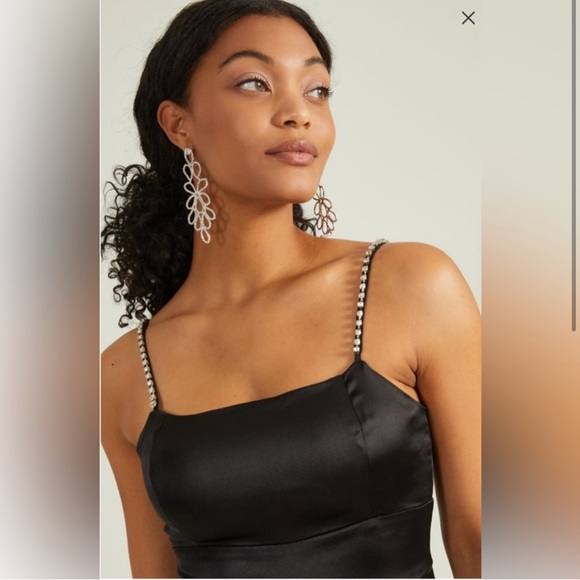 Satin jumpsuit with rhinestone straps - Picture 2 of 6